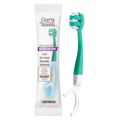 미국직구 전동칫솔 GuruNanda Butter on Gums 6-In-1 Pre-Pasted Disposable Toothbrush, 60-count