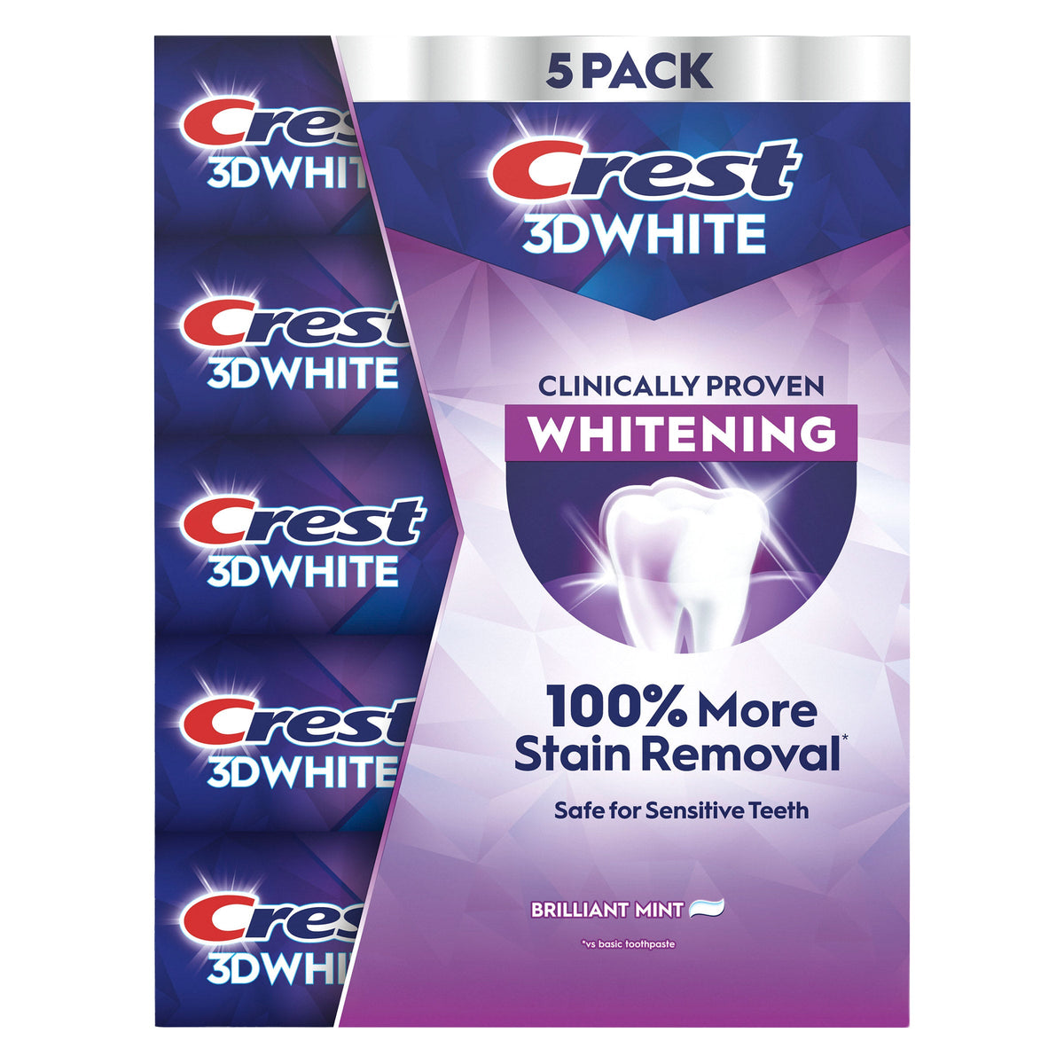 미국직구 크레스트 치약 Crest 3D White Brilliant Mint Whitening Toothpaste, 5.2 oz, 5-pack