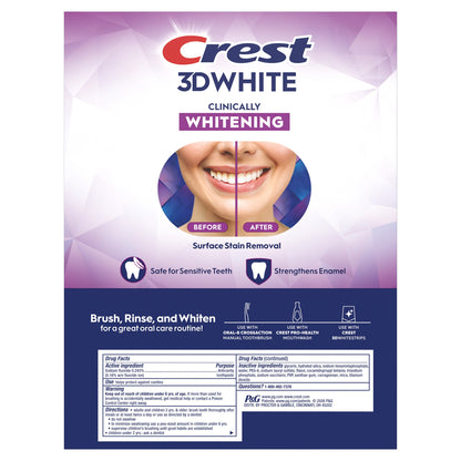 미국직구 크레스트 치약 Crest 3D White Brilliant Mint Whitening Toothpaste, 5.2 oz, 5-pack