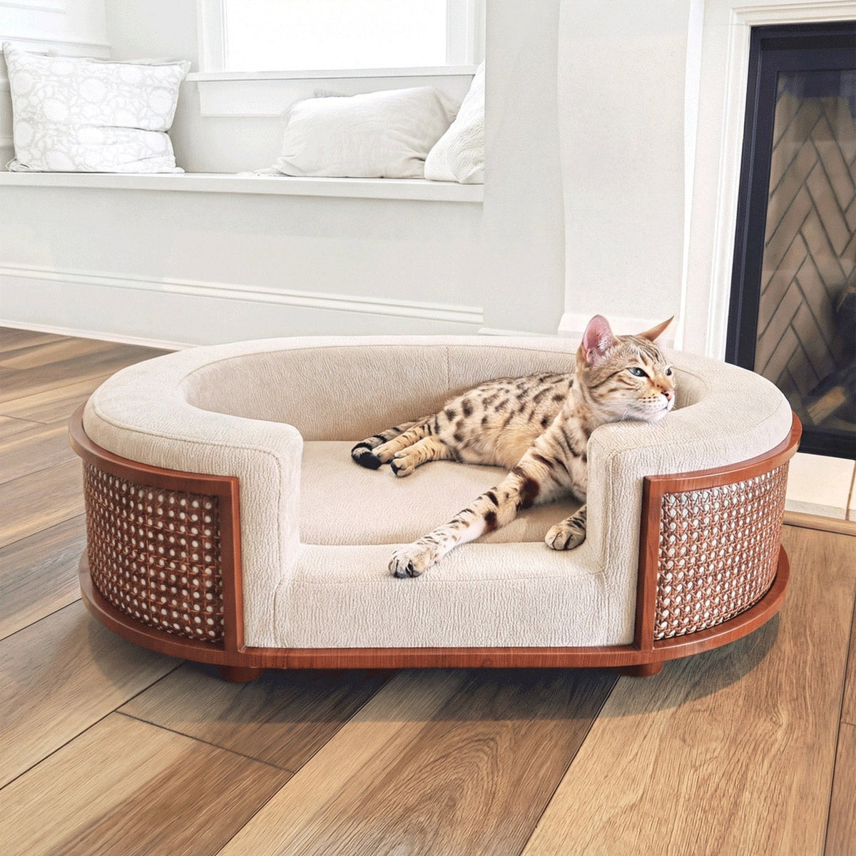 미국직구 강아지 방석·침대 Gracie Rattan Upholstered Pet Bed