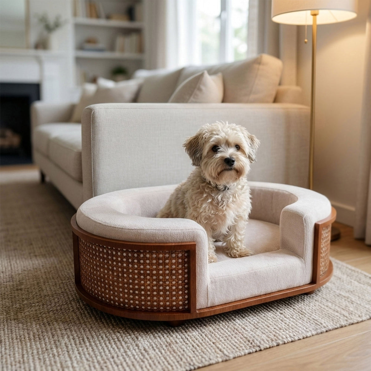 미국직구 강아지 방석·침대 Gracie Rattan Upholstered Pet Bed