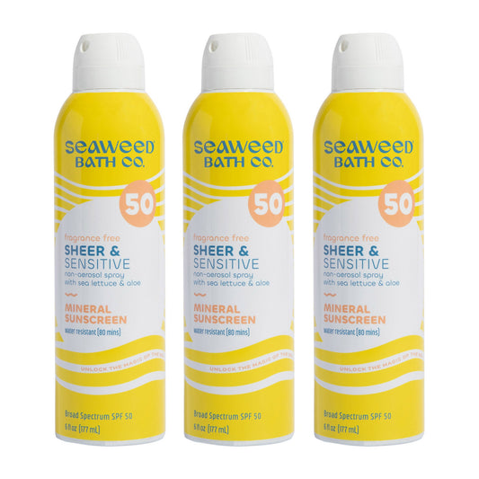 미국직구 Seaweed Bath Co 선크림 SPF50 177ml 3팩 / Seaweed Bath Co. Sheer & Sensitive Mineral Sunscreen Spray 1