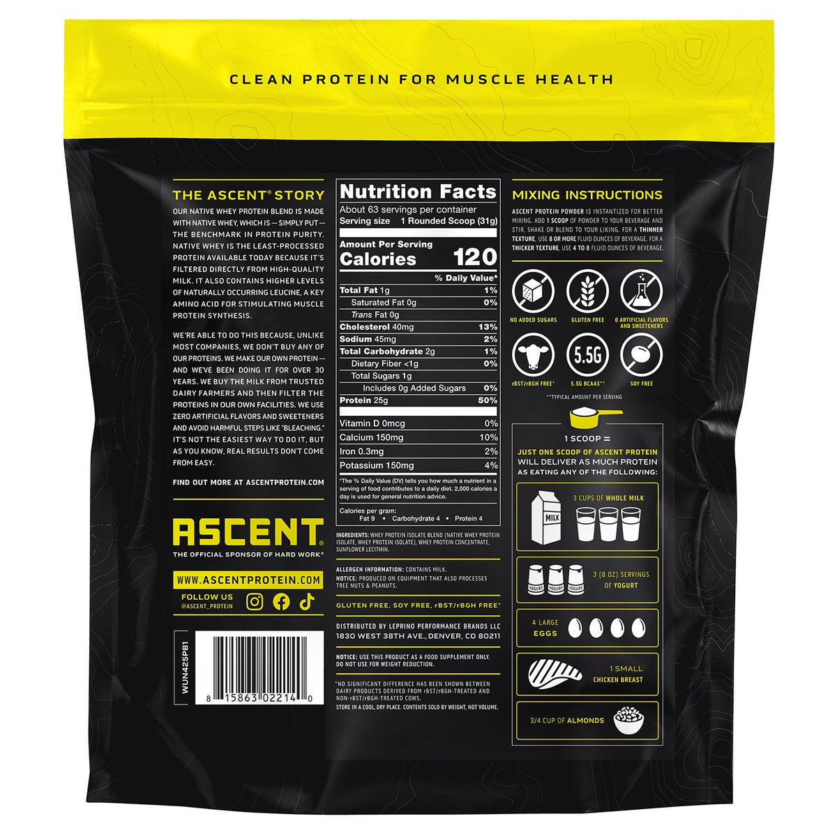 미국직구 Ascent 100% Whey / Ascent 100% Whey, Native Whey Protein Blend, Unflavored, 4.25 lbs 2