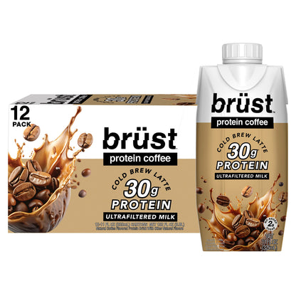 미국직구 브루스트 단백질 쉐이크 음료 커피 Brüst 30g Protein Coffee Cold Brew Latte, 11 fl oz, 12-pack