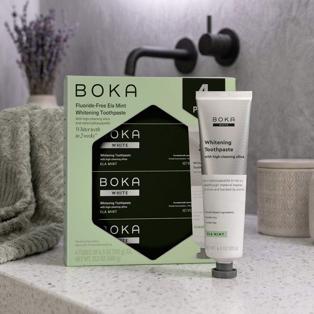 미국직구 치약 Boka Fluoride-Free Ela Mint Whitening Toothpaste, 4.3 oz, 4-pack
