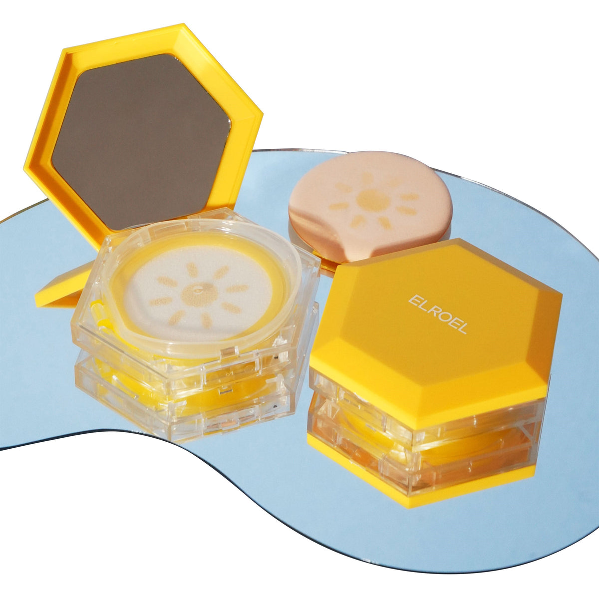 미국직구 엘로엘 1.5kg / ELROEL Pang Pang Yellow Sun Cushion and Refill, .1.5kg Set 4