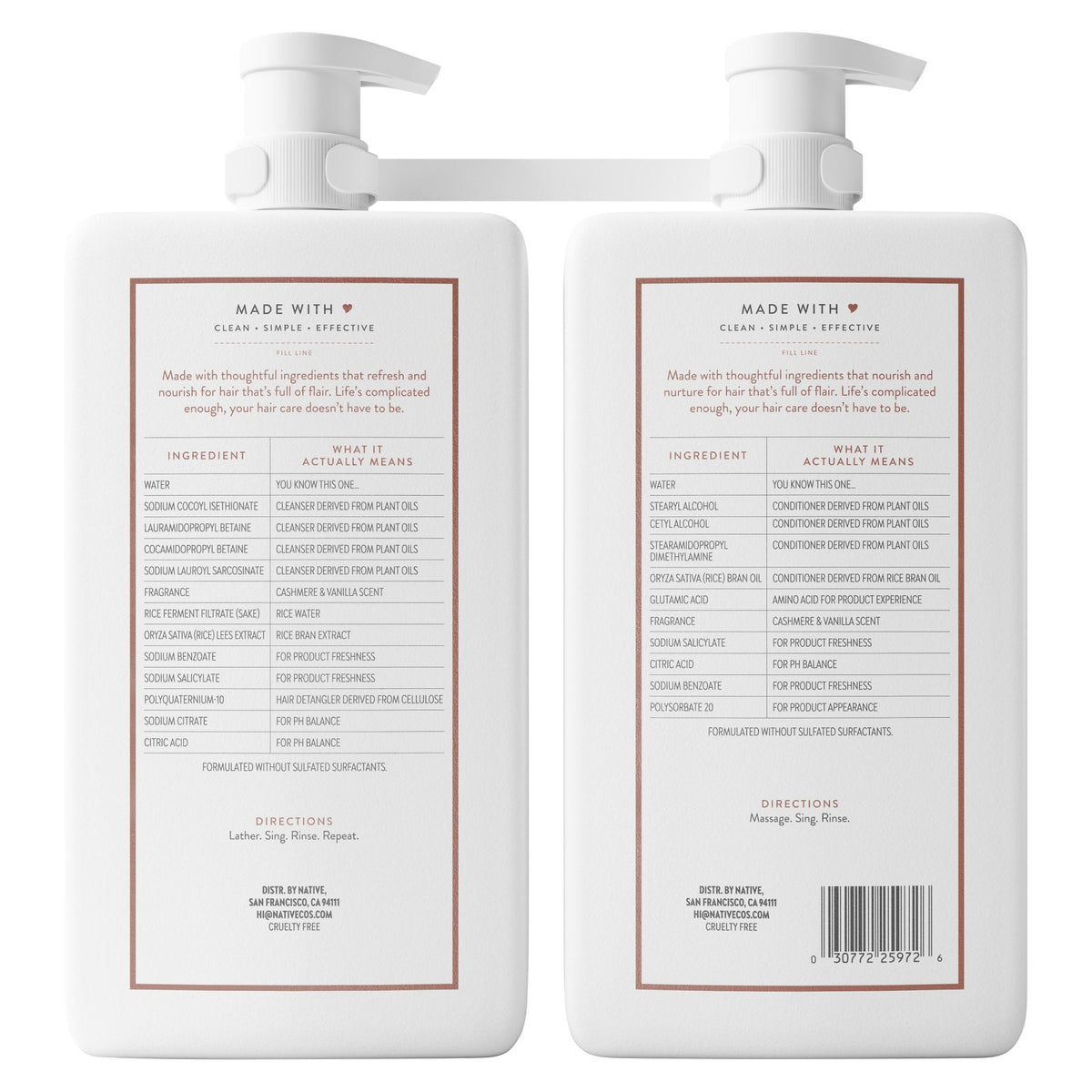 미국직구 Native Cashmere & 샴푸 1.0L 2팩 / Native Cashmere & Vanilla Shampoo & Conditioner, 1.0L, 2