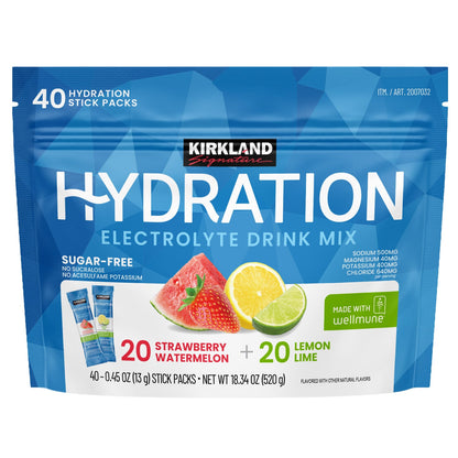 미국직구 커클랜드 전해질 파우더 Kirkland Signature Hydration, 40 Individual Sticks, Sugar Free, Variety Pack