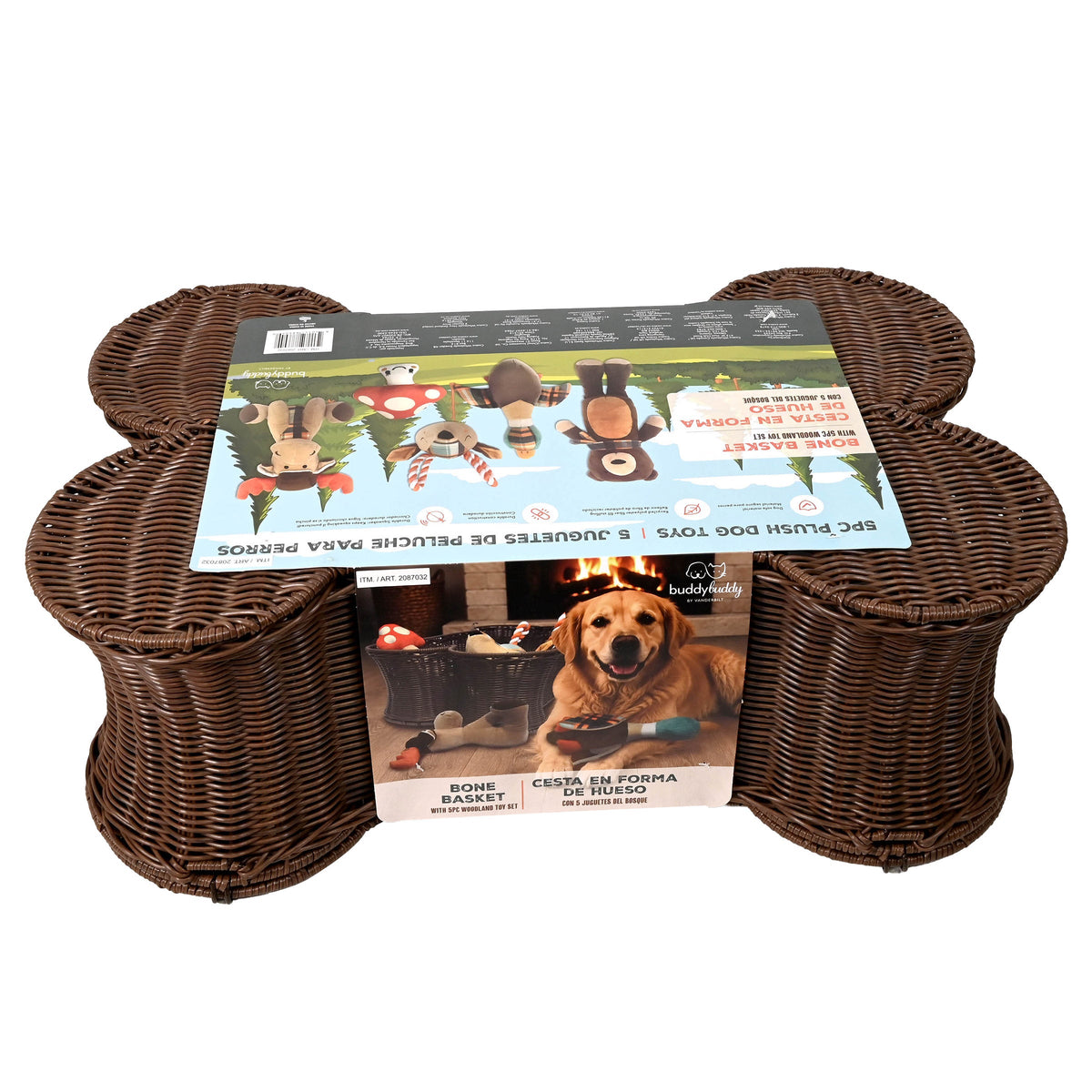 미국직구 버디버디 강아지 장난감 Buddy Buddy 6-piece Woodland Dog Toy and Bone Basket Storage Set