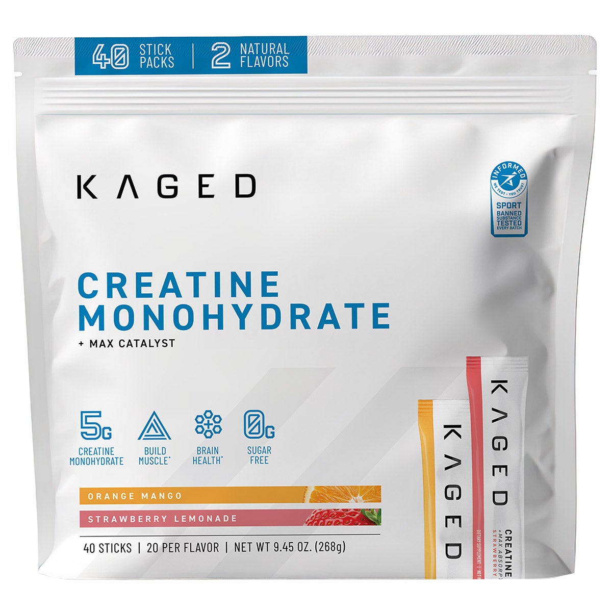 미국직구 케이지드 크레아틴 KAGED Creatine Monohydrate + MaxCatalyst, 40 Individual Serving Stick Packs, Variety Pack