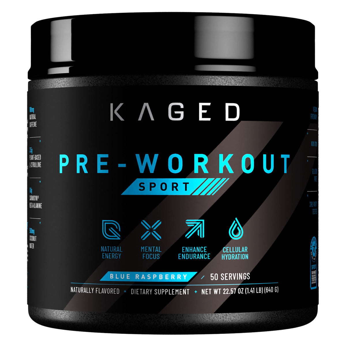 미국직구 케이지드 프리워크아웃 부스터 KAGED Pre-Workout Sport, Blue Raspberry, 50 Servings