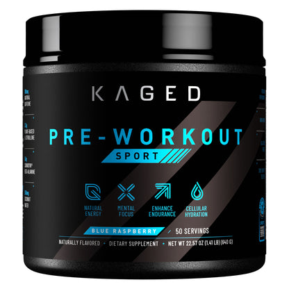 미국직구 케이지드 프리워크아웃 부스터 KAGED Pre-Workout Sport, Blue Raspberry, 50 Servings