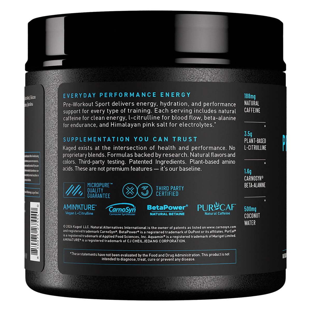 미국직구 케이지드 프리워크아웃 부스터 KAGED Pre-Workout Sport, Blue Raspberry, 50 Servings