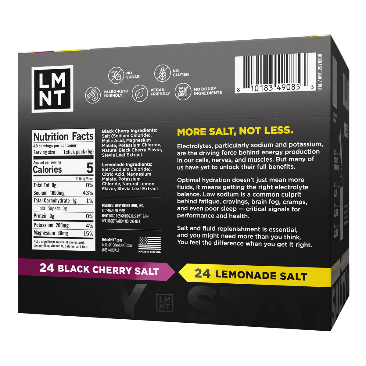 미국직구 엘엠엔티 전해질 파우더 LMNT Zero Sugar Electrolytes, 48ct Drink Mix Variety Pack, Black Cherry and Lemonade