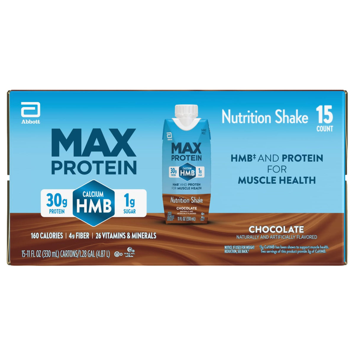 미국직구 맥스프로틴 단백질 쉐이크 음료 초콜릿 Max Protein 30g Protein Shake +HMB, Chocolate, 11 fl oz, 15-pack