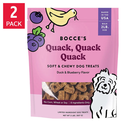 미국직구 보체스베이커리 강아지 간식 Bocce's Quack, Quack, Quack Dog Treats 2 lbs, 2-pack