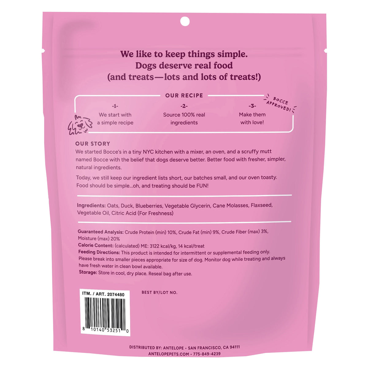 미국직구 보체스베이커리 강아지 간식 Bocce's Quack, Quack, Quack Dog Treats 2 lbs, 2-pack