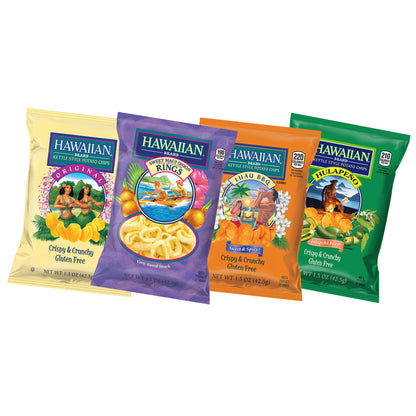 미국직구 Hawaiian Brand Kettle Style Potato Chips, Island Variety Pack, 1.5 oz, 30 ct