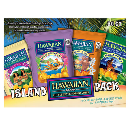 미국직구 Hawaiian Brand Kettle Style Potato Chips, Island Variety Pack, 1.5 oz, 30 ct