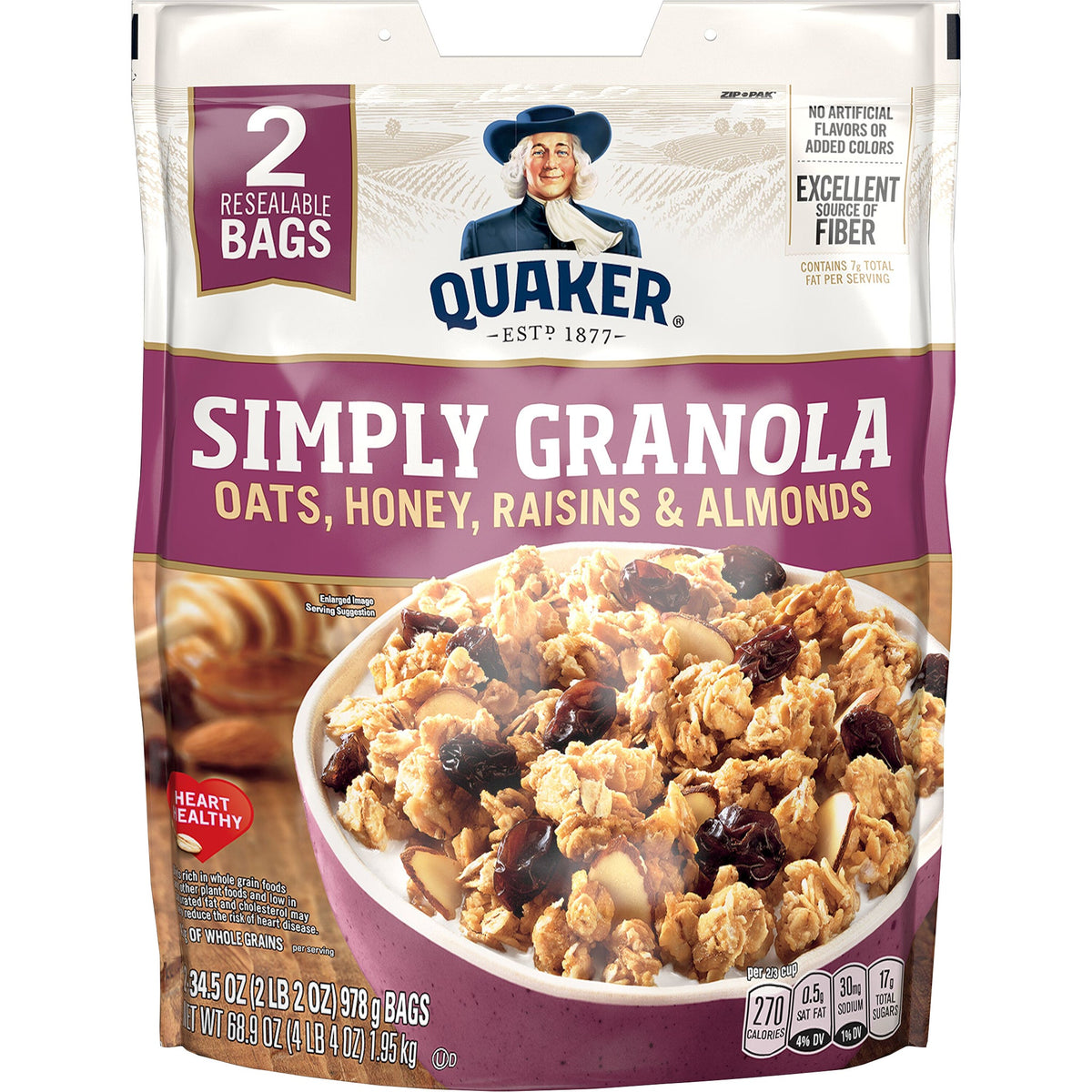 미국직구 퀘이커 Simply Granola Cereal, 34.5 oz, 2 ct