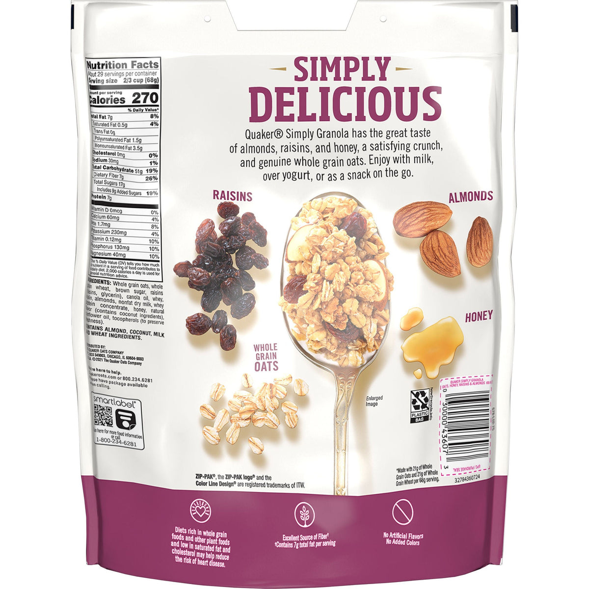 미국직구 퀘이커 Simply Granola Cereal, 34.5 oz, 2 ct