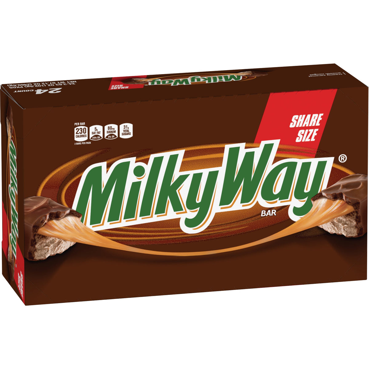 미국직구 Milky Way Caramel Chocolate Candy Bar, Share Size, 3.63 oz, 24 ct