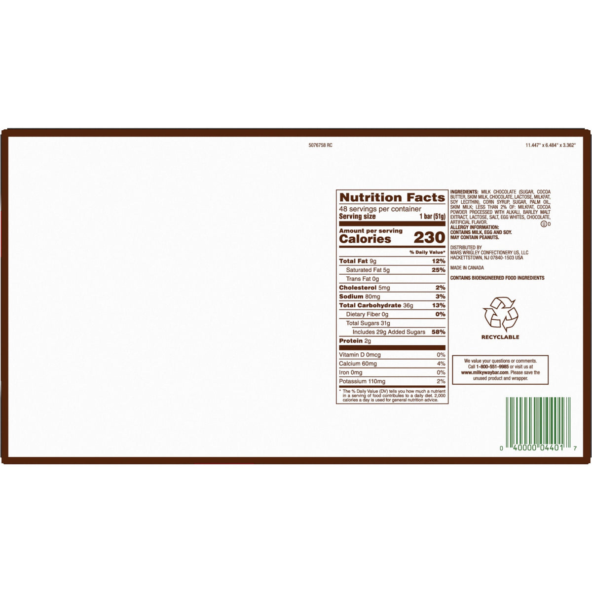 미국직구 Milky Way Caramel Chocolate Candy Bar, Share Size, 3.63 oz, 24 ct