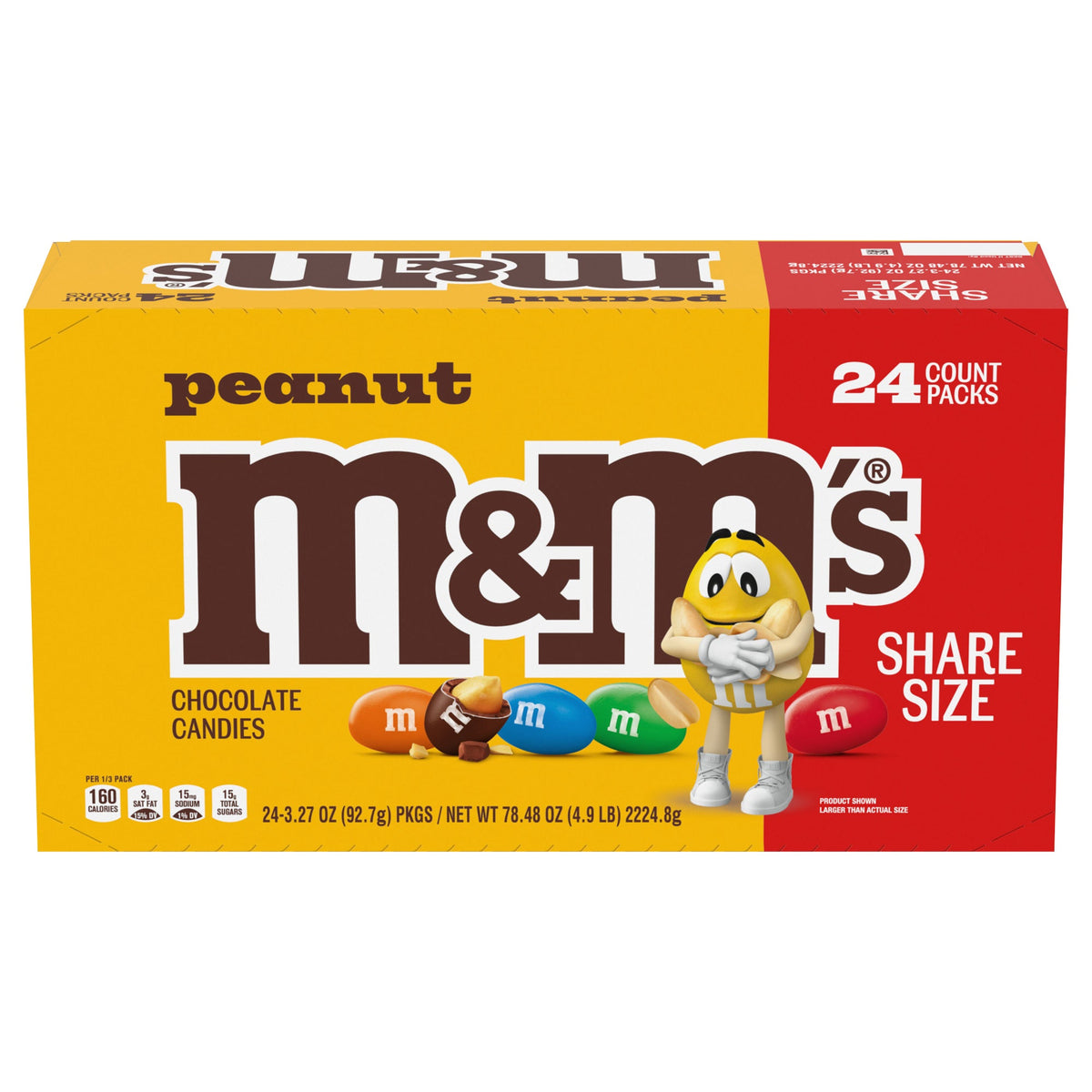 미국직구 엠앤엠즈 'S Chocolate Candy, Peanut, Share Size, 3.27 oz, 24 ct
