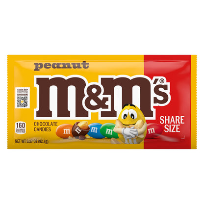 미국직구 엠앤엠즈 'S Chocolate Candy, Peanut, Share Size, 3.27 oz, 24 ct
