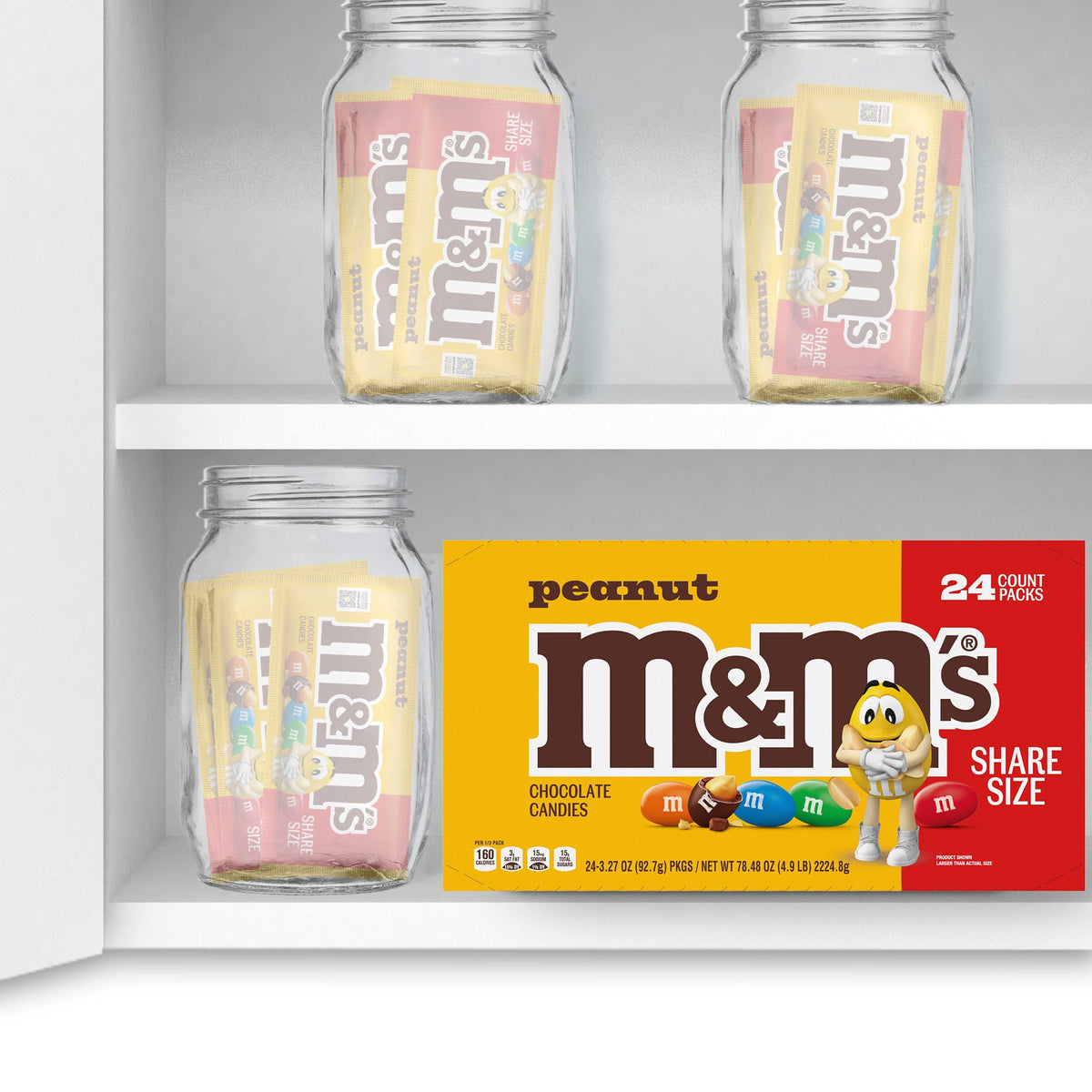 미국직구 엠앤엠즈 'S Chocolate Candy, Peanut, Share Size, 3.27 oz, 24 ct