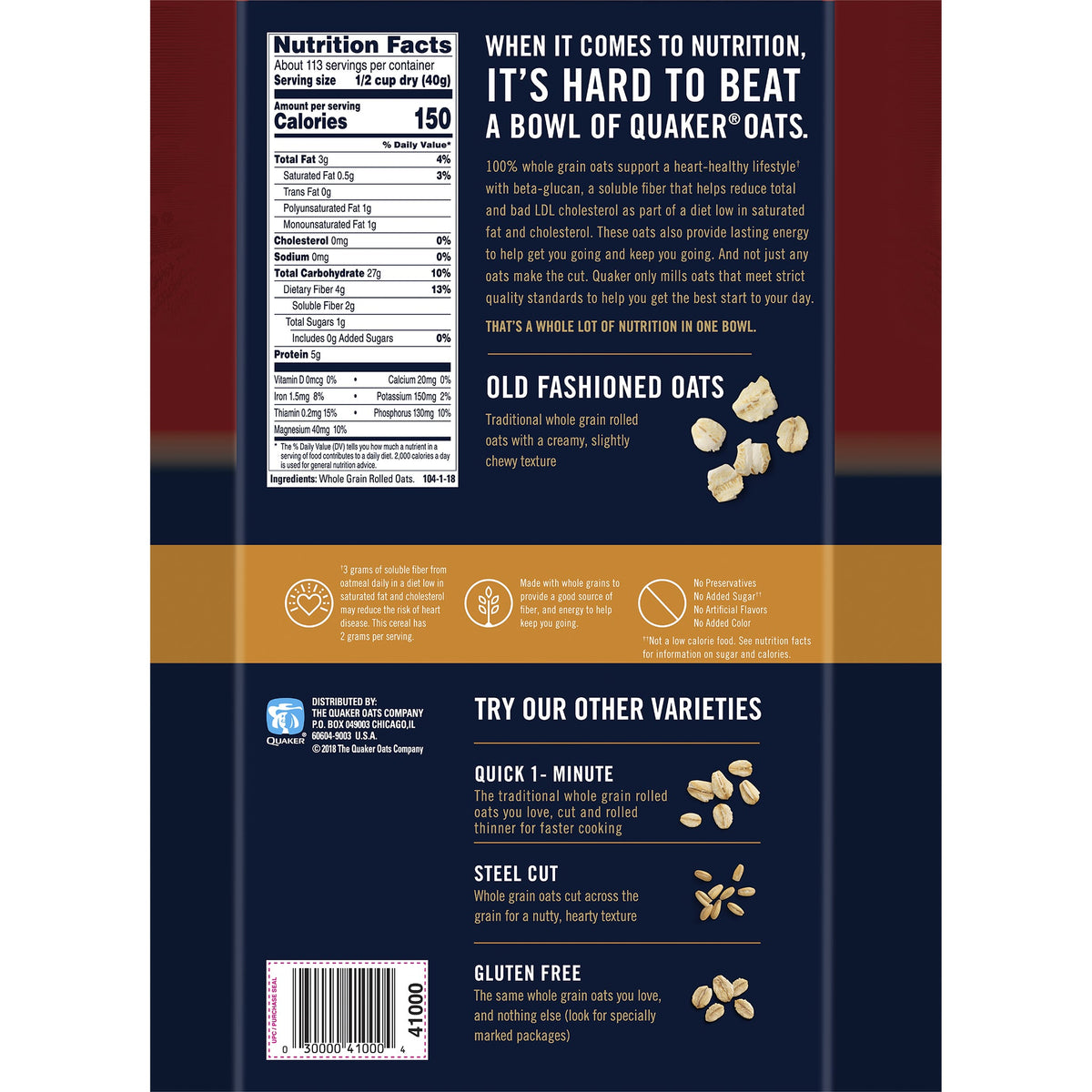 미국직구 퀘이커 Oats Old Fashioned Oatmeal, 10 lbs