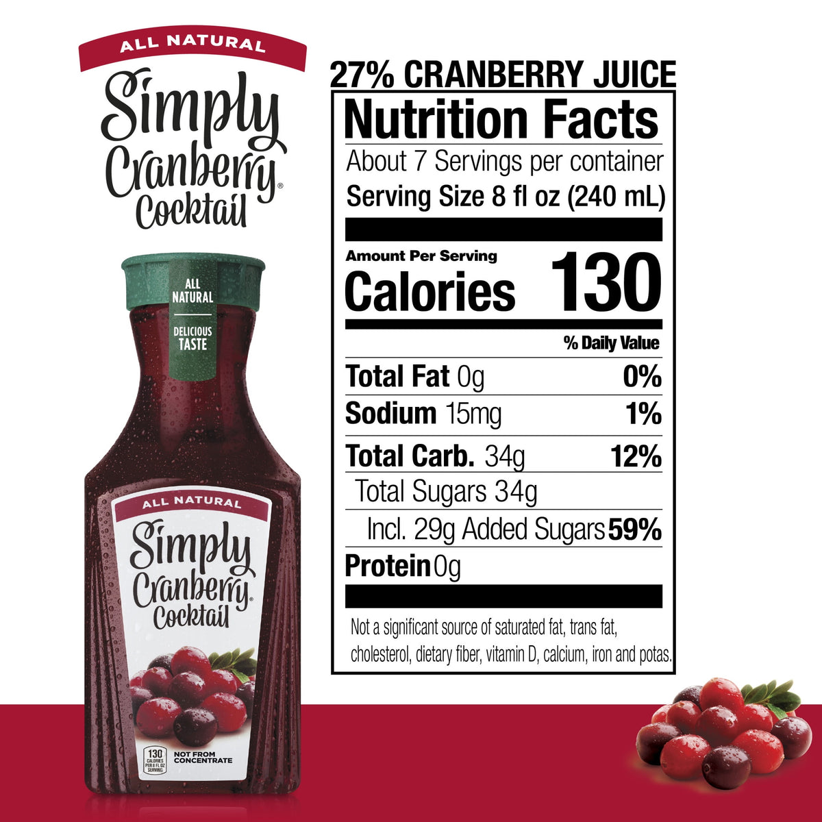 미국직구 심플리 Cranberry Cocktail Juice Drink Bottle, 52 fl oz