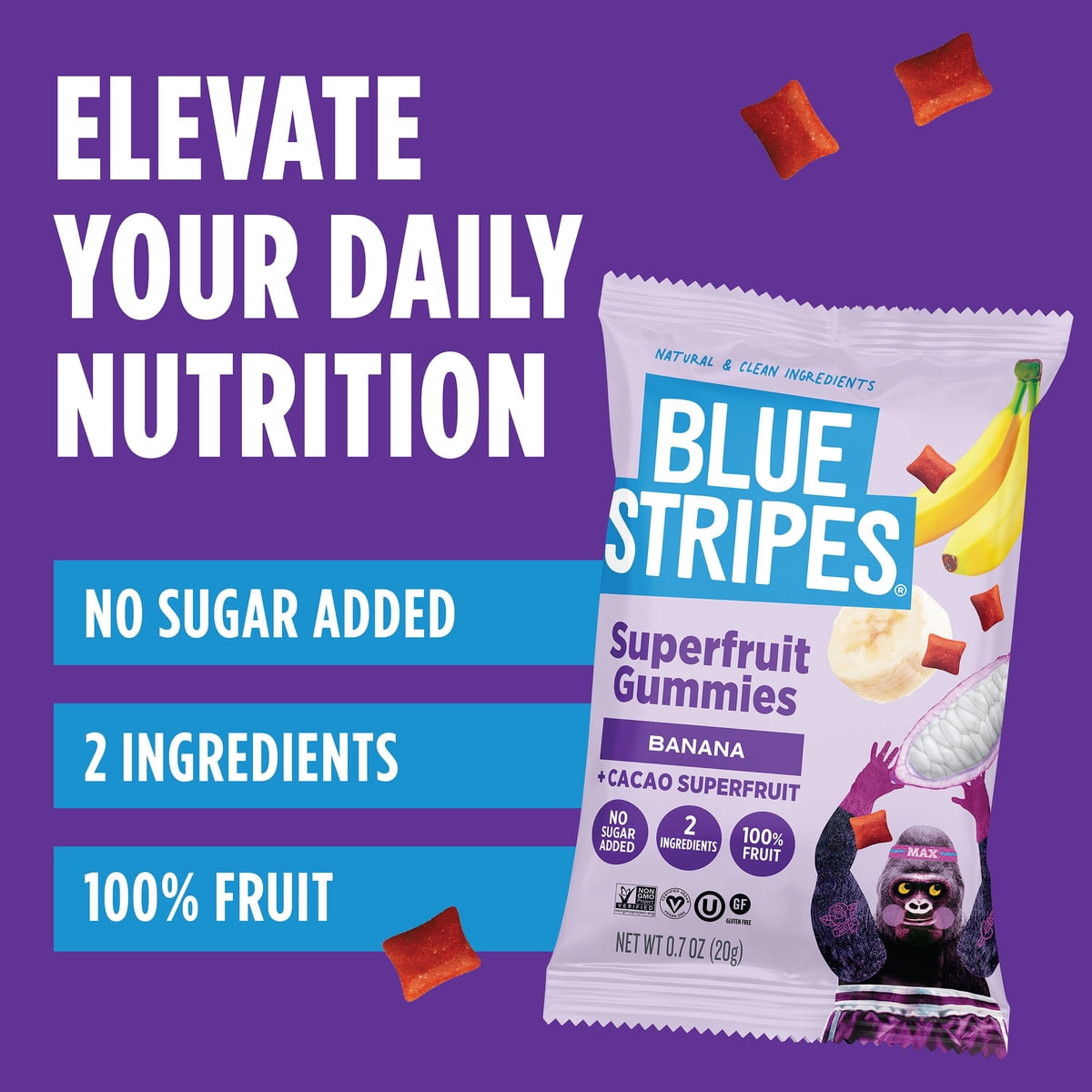 미국직구 Blue Stripes Banana 젤리 20g / Blue Stripes Banana and Cacao Fruit Superfruit Gummies C 4