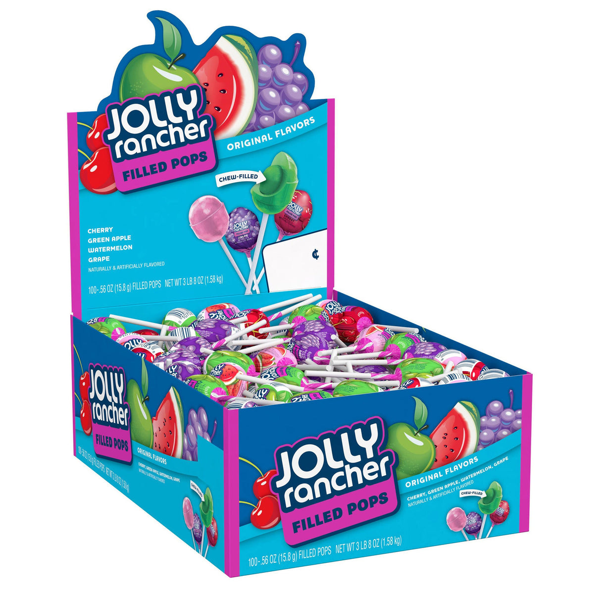 미국직구 졸리랜처 Filled Pops, Variety Pack, 0.56 oz, 100 ct