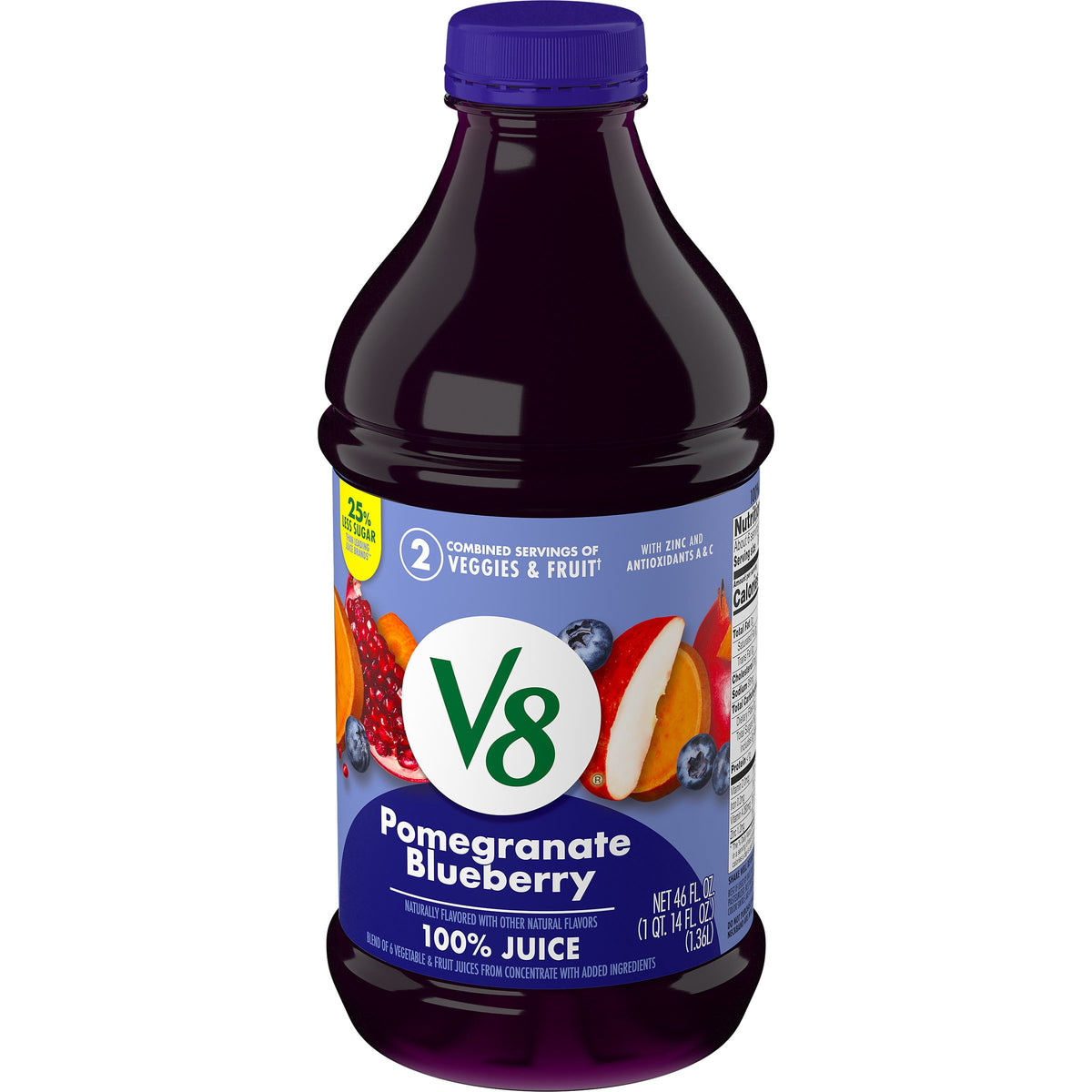 미국직구 V8 Pomegranate Blueberry 100% Fruit and Vegetable Juice, 46 fl oz Bottle