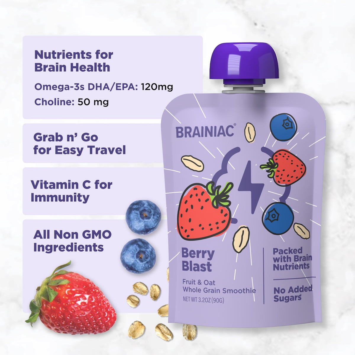 미국직구 Brainiac Fruit and 91g 20팩 / Brainiac Fruit and Oat Smoothie Pouches, 91g, 20 ct. 4