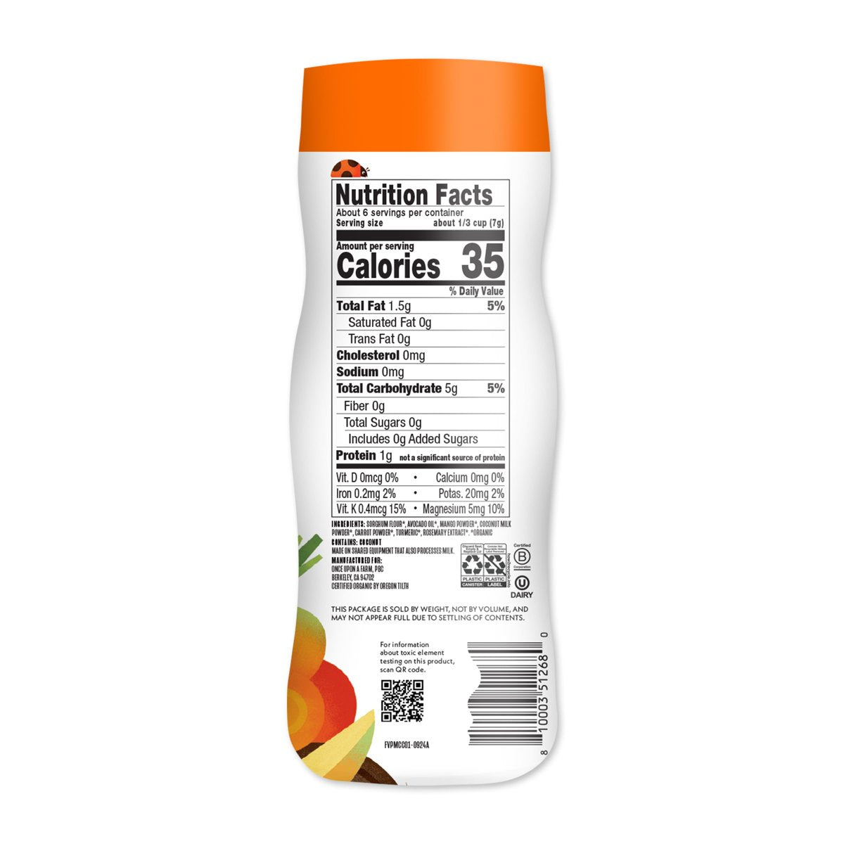 미국직구 견과 43g 12팩 / (Pack Of 12) Once Upon A Farm Puffs Mango Carrot Coconut 43g 3