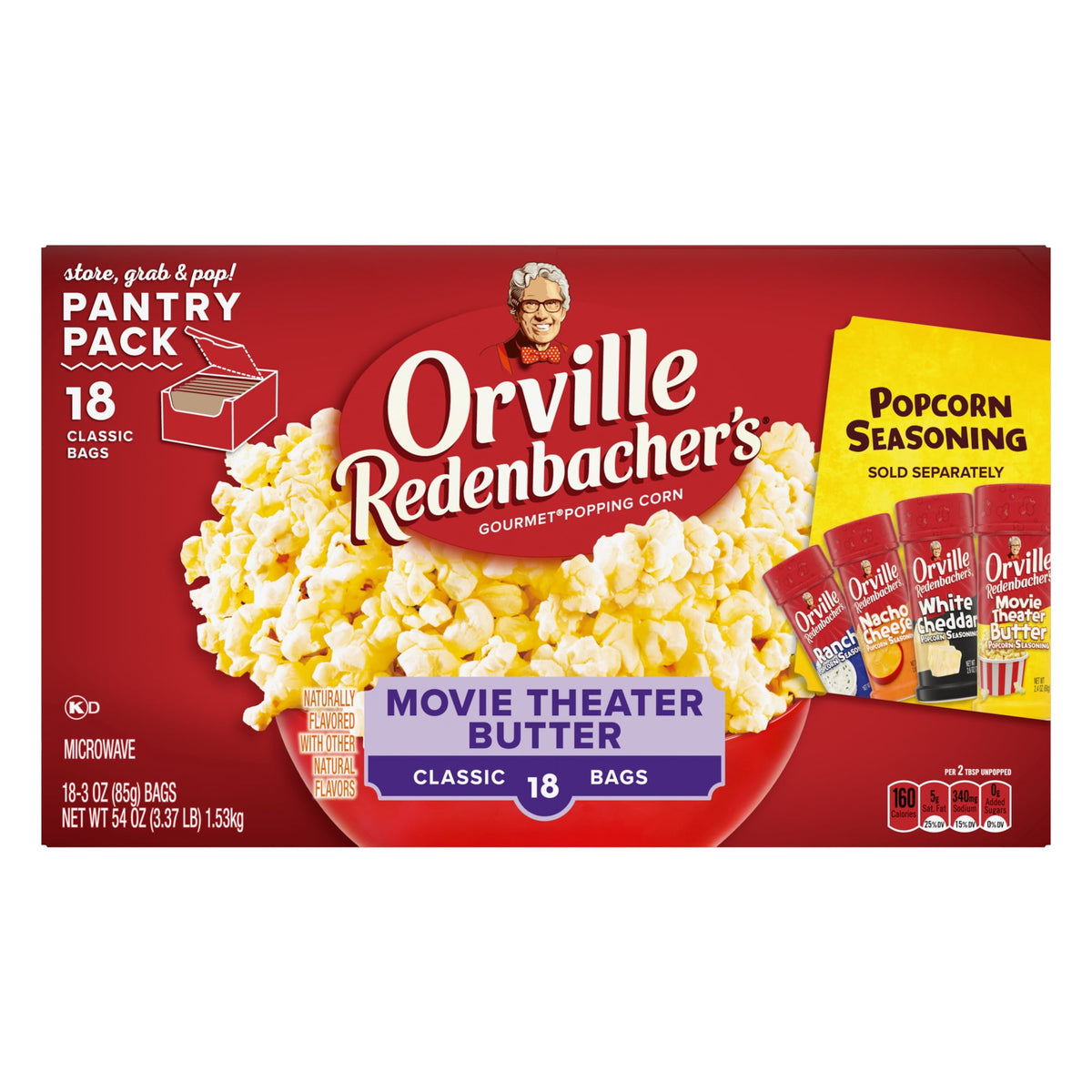 미국직구 오빌 ’s Microwave Popcorn, Movie Theater Butter Flavor, 3 oz., 18-Count