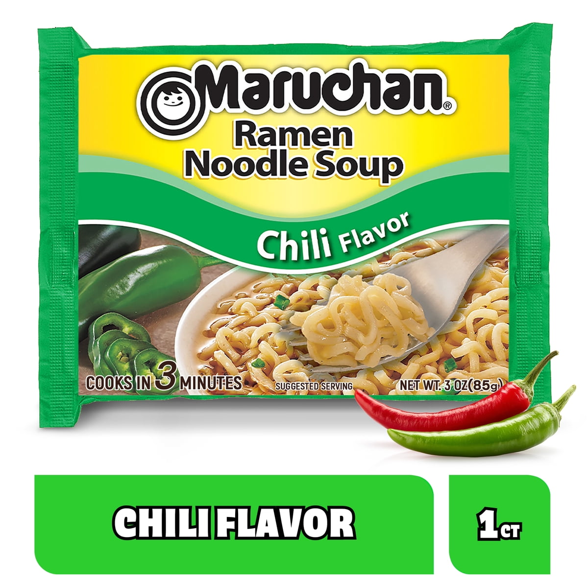 미국직구 Maruchan Ramen Noodle 85g 2팩 / Maruchan Ramen Noodle Soup, Chili Flavor Instant Noodl 2