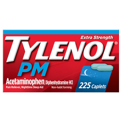 미국직구 타이레놀PM Tylenol PM Extra Strength Acetaminophen 500 mg Pain Reliever & Sleep Aid, 225 Caplets