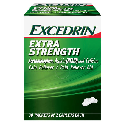 미국직구 엑세드린 생활건강 Excedrin Extra Strength Caplets, 2 per Pouch, 30 ct