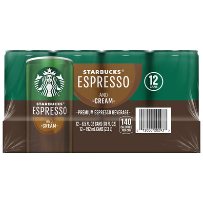미국직구 Starbucks Premium Espresso Beverage, Espresso and Cream, 6.5 fl oz, 12 ct