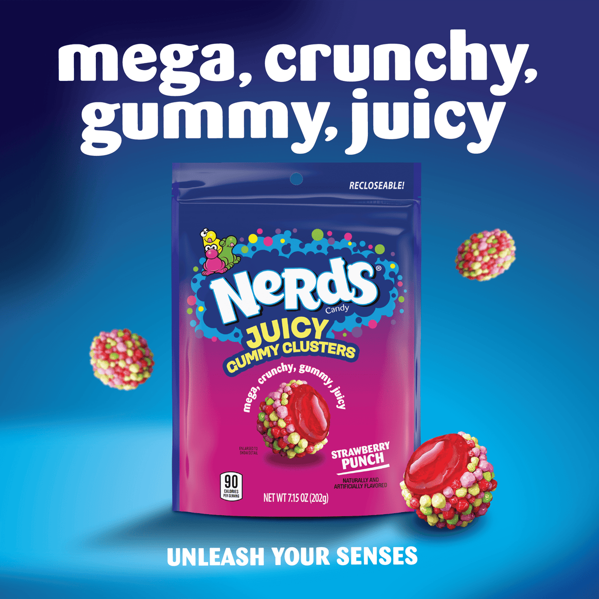 미국직구 너즈 Juicy Gummy Clusters, Strawberry Punch, Juicy and Gummy Candy, for Snacking and Sharing, 7.15 oz Stand Up Bag