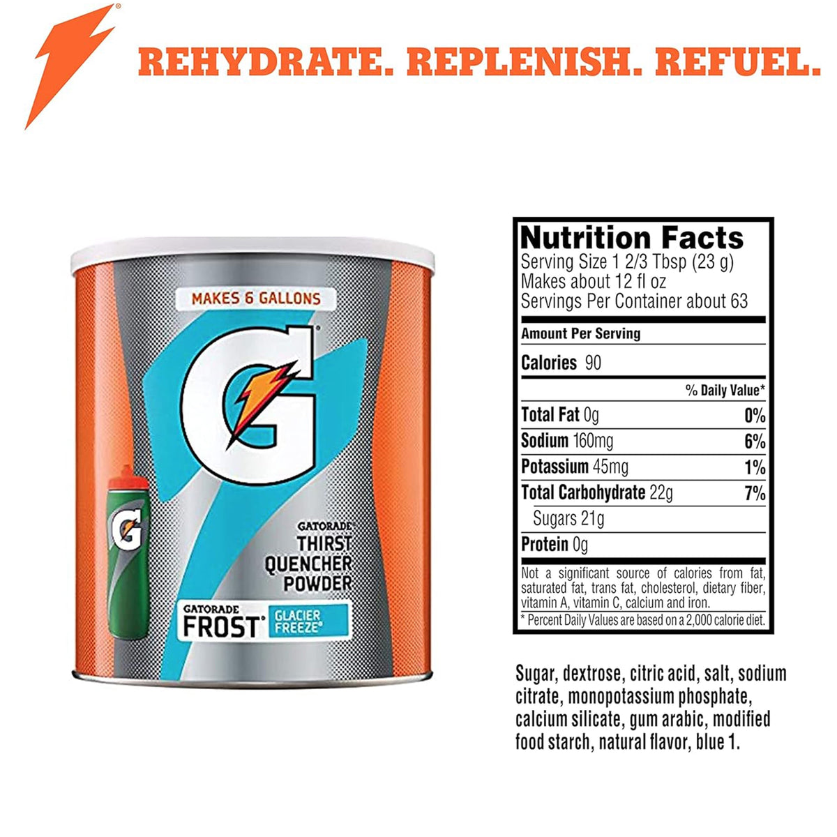 미국직구 게토레이 Glacier Freeze Electrolyte Drink Mix Powder, 50.9 oz Canister for Rehydration