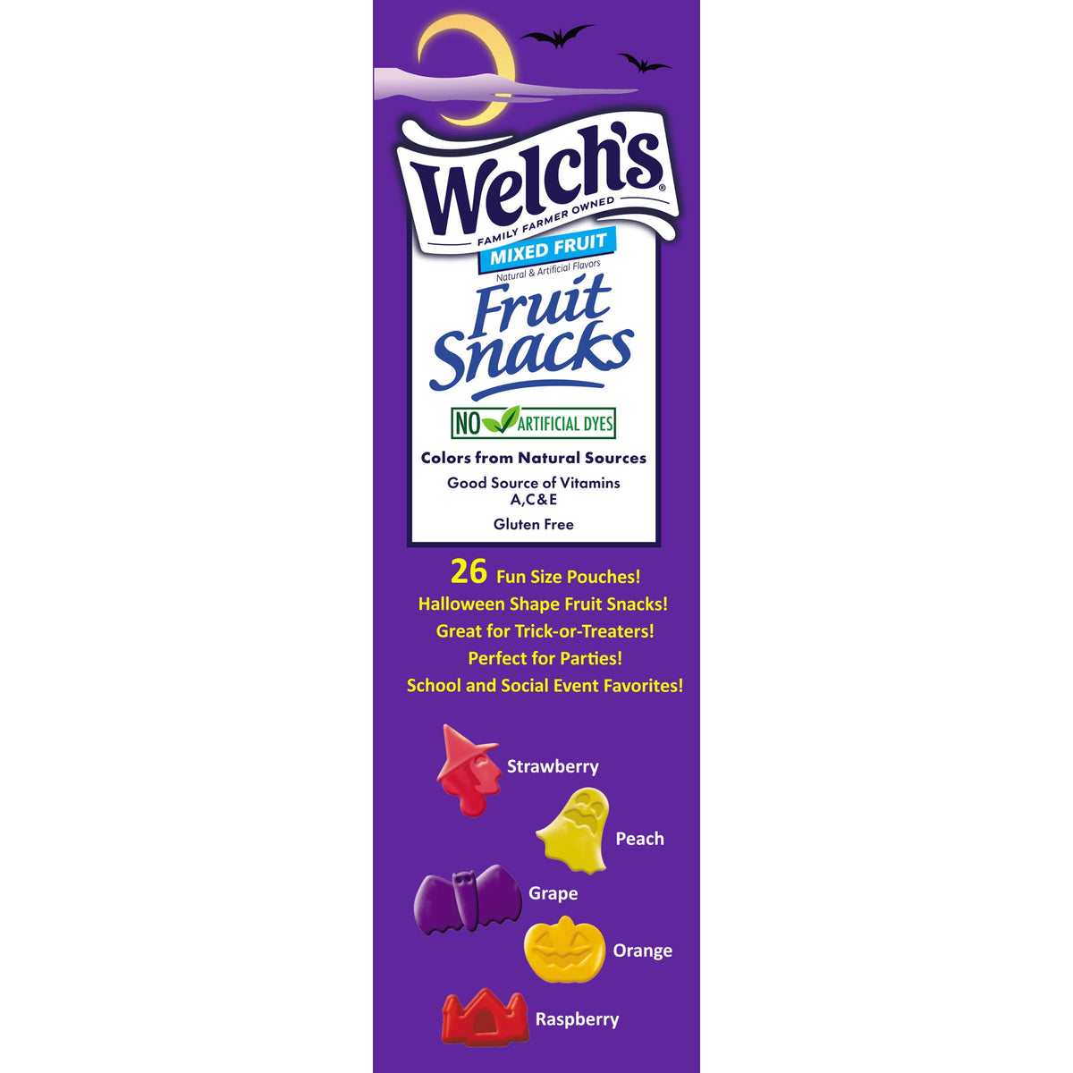 미국직구 웰치스 Fruit Snacks, Halloween, Mixed Fruit, Soft Kids Snacks, 0.5 oz, 26 Count