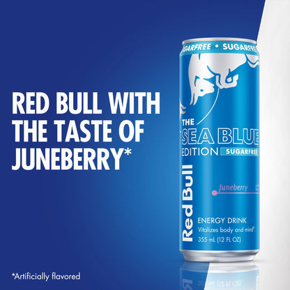 미국직구 레드불 Sea Blue Edition Sugarfree Energy Drink,  Juneberry,  12 fl. oz.,  Pack of 4 Cans