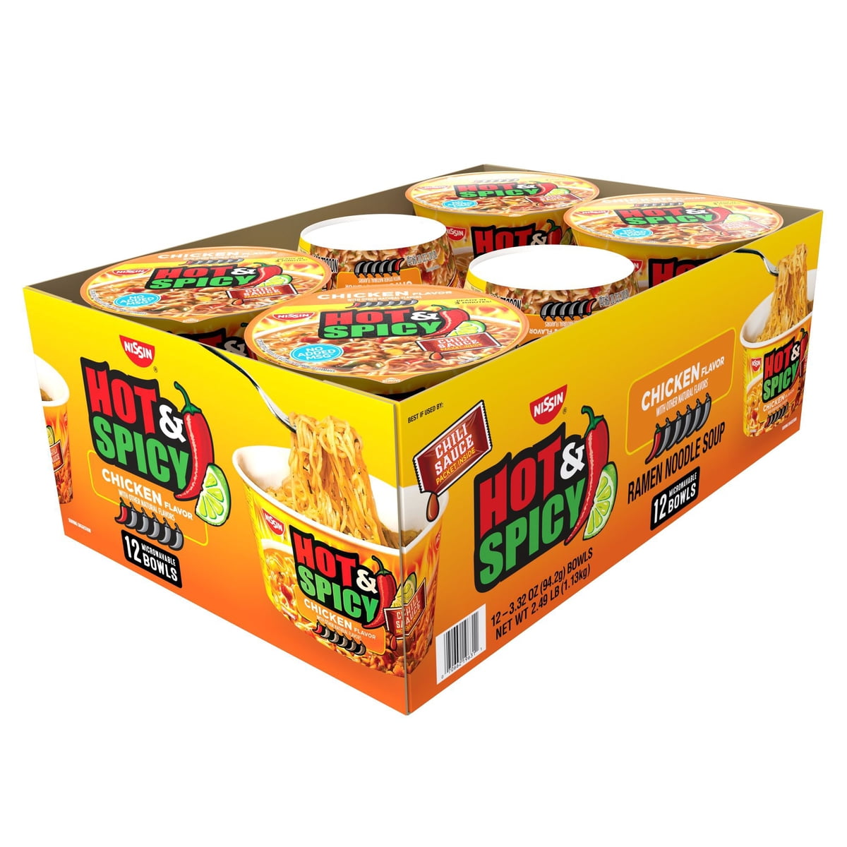미국직구 Nissin Hot and 94g / Nissin Hot and Spicy Ramen Noodle Soup Bowl, Chicken Flavor, 94g 3