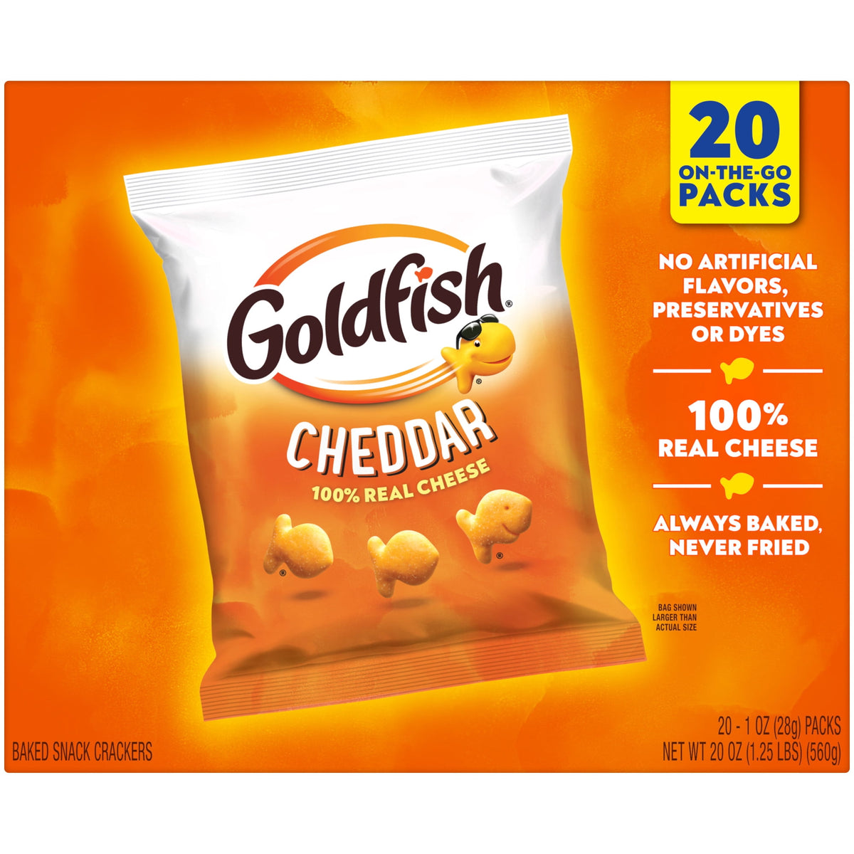 미국직구 골드피쉬 Cheddar Baked Snack Crackers, 20 Count, 1 oz
