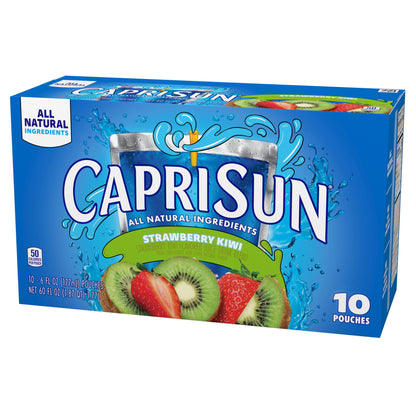 미국직구 카프리썬 Flavored with Other Natural Flavor Juice Drink Blend, 10 Pouches, for School Lunches and On-the-Go Hydration, Strawberry Kiwi, All Natural I