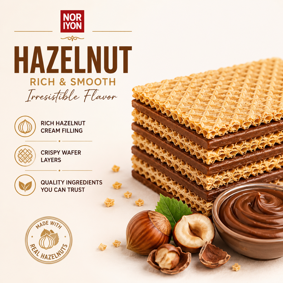 미국직구 NORIYON Citirgi Hazelnut 견과 400g / NORIYON Citirgi Hazelnut Wafer 400g - European Sty 3